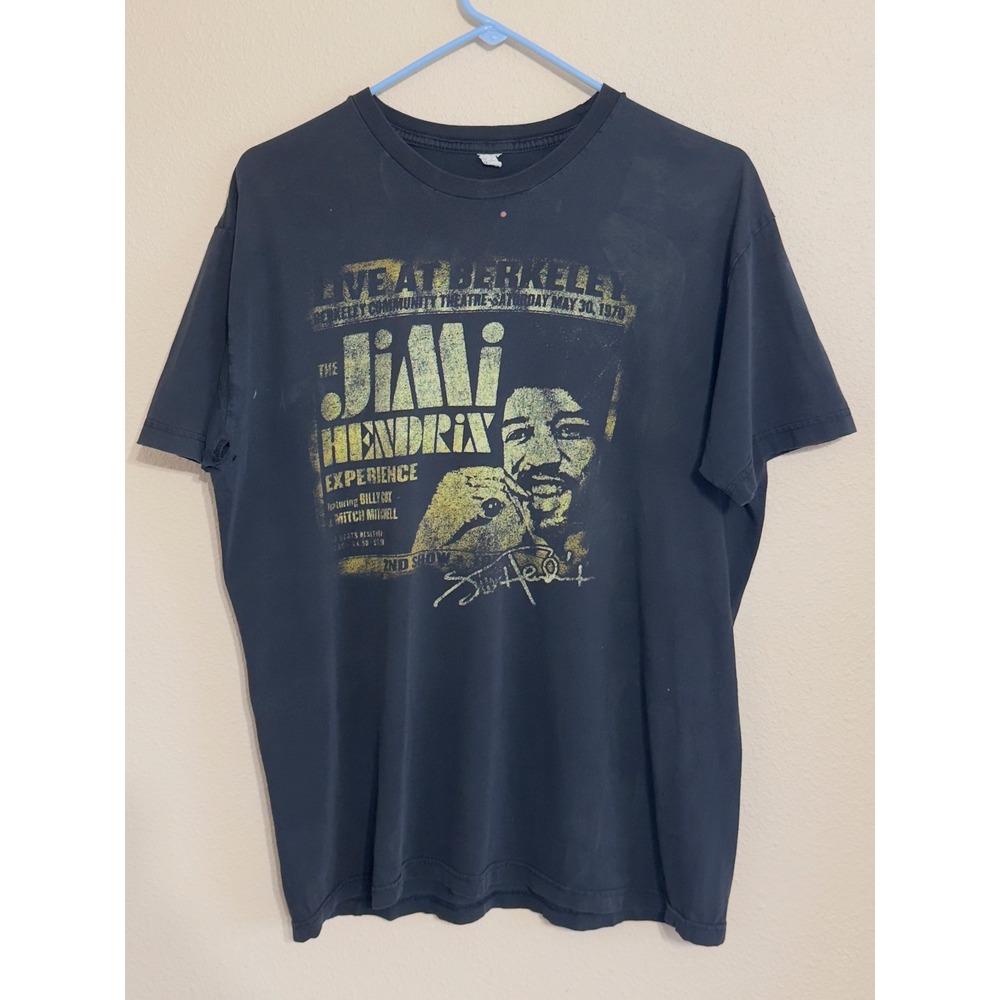 Jimi Hendrix Experience Live at Berkeley 1970 Graphic T-Shirt Faded Black XL